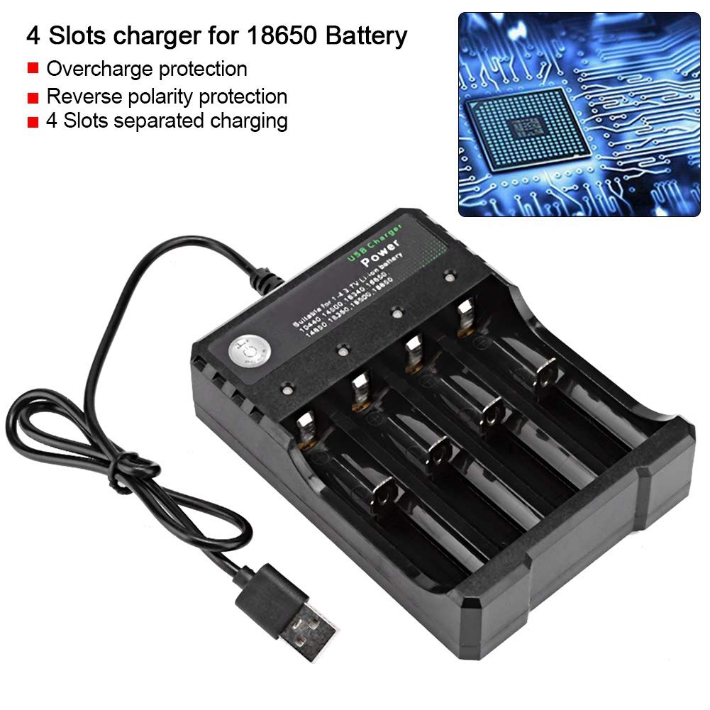 Intelligens USB töltő, 4 lítium akkumulátorhoz, 4,2 V, 1000 mA, 18650 - Image 5