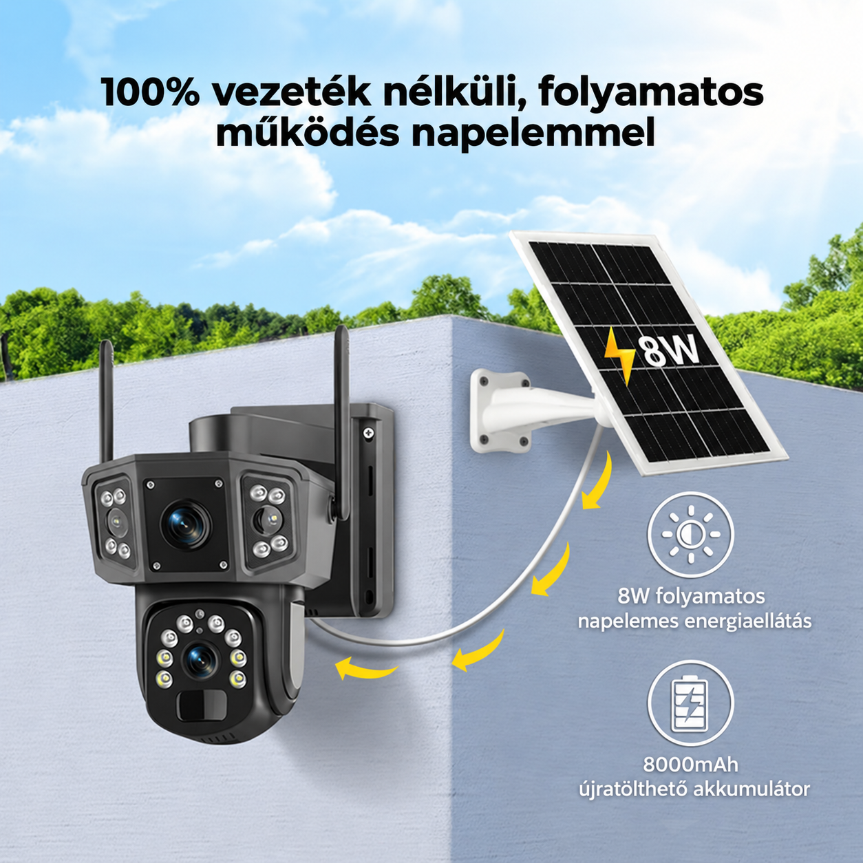 8MP-es napelemes biztonsági kamera 4G - Image 5