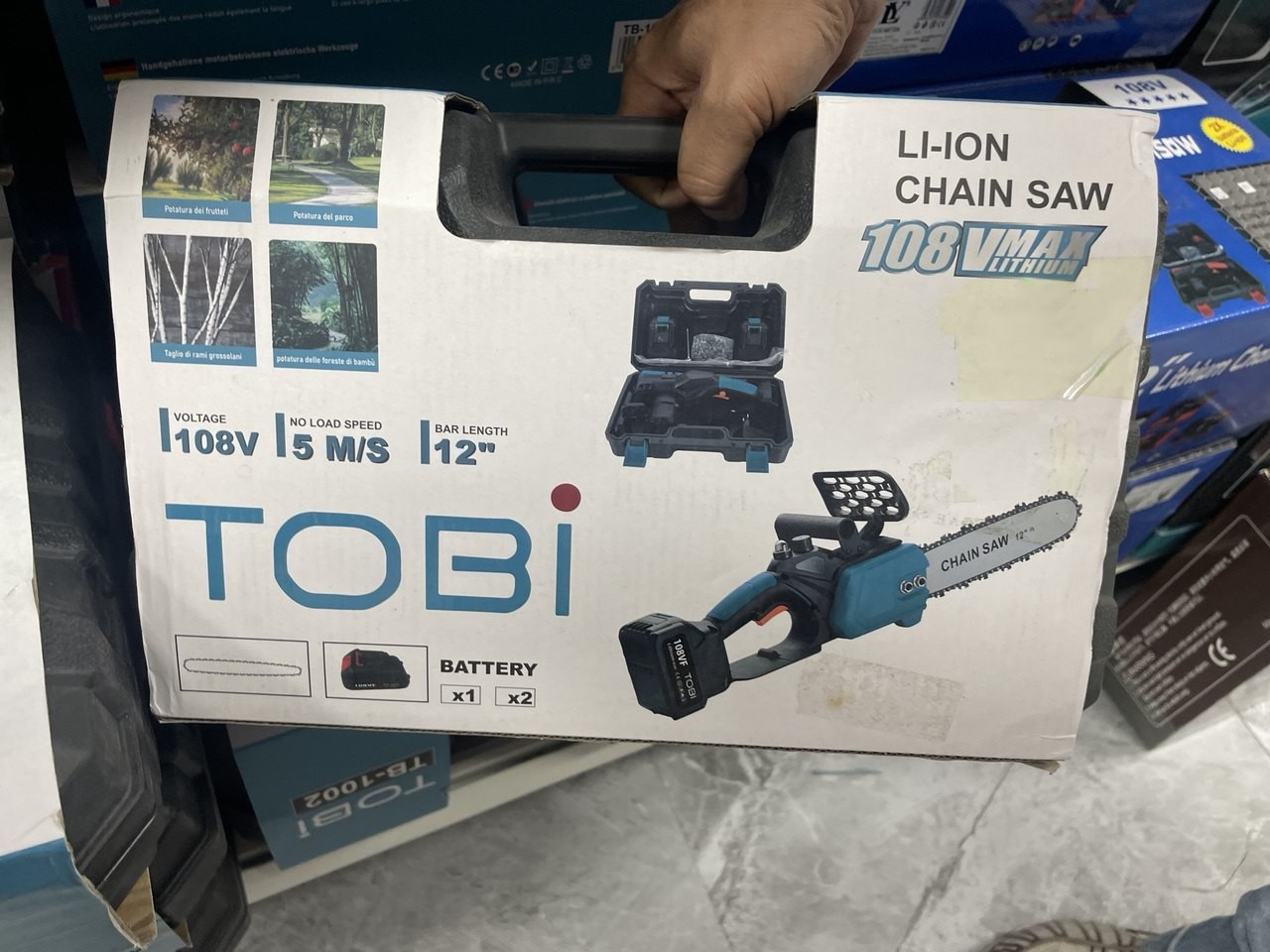 TOBI 12"-os elektromos láncfűrész 108 V-os akkumulátorokkal - Image 4