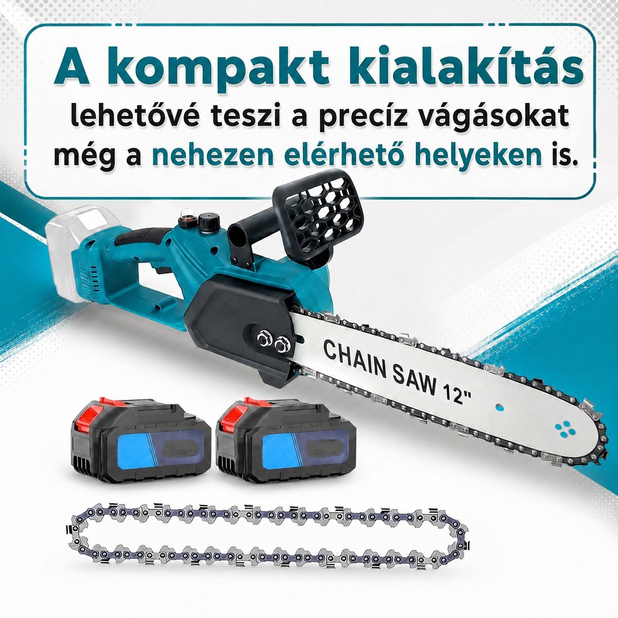 TOBI 12"-os elektromos láncfűrész 108 V-os akkumulátorokkal - Image 2
