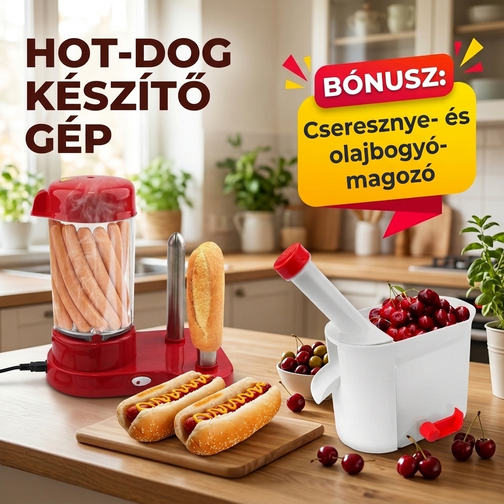 HotDog Master™ hotdogkészítő + BÓNUSZ cseresznye- és olajbogyó-magozó