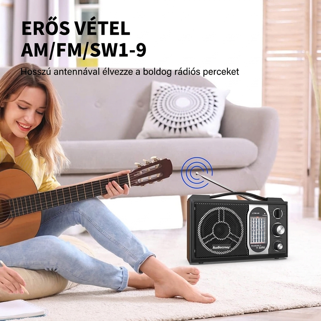 RadioVibe™ EC-2008AC hordozható rádió (FM/MW/SW1-9), hálózati vagy elemes működés / 245 - 3. kép