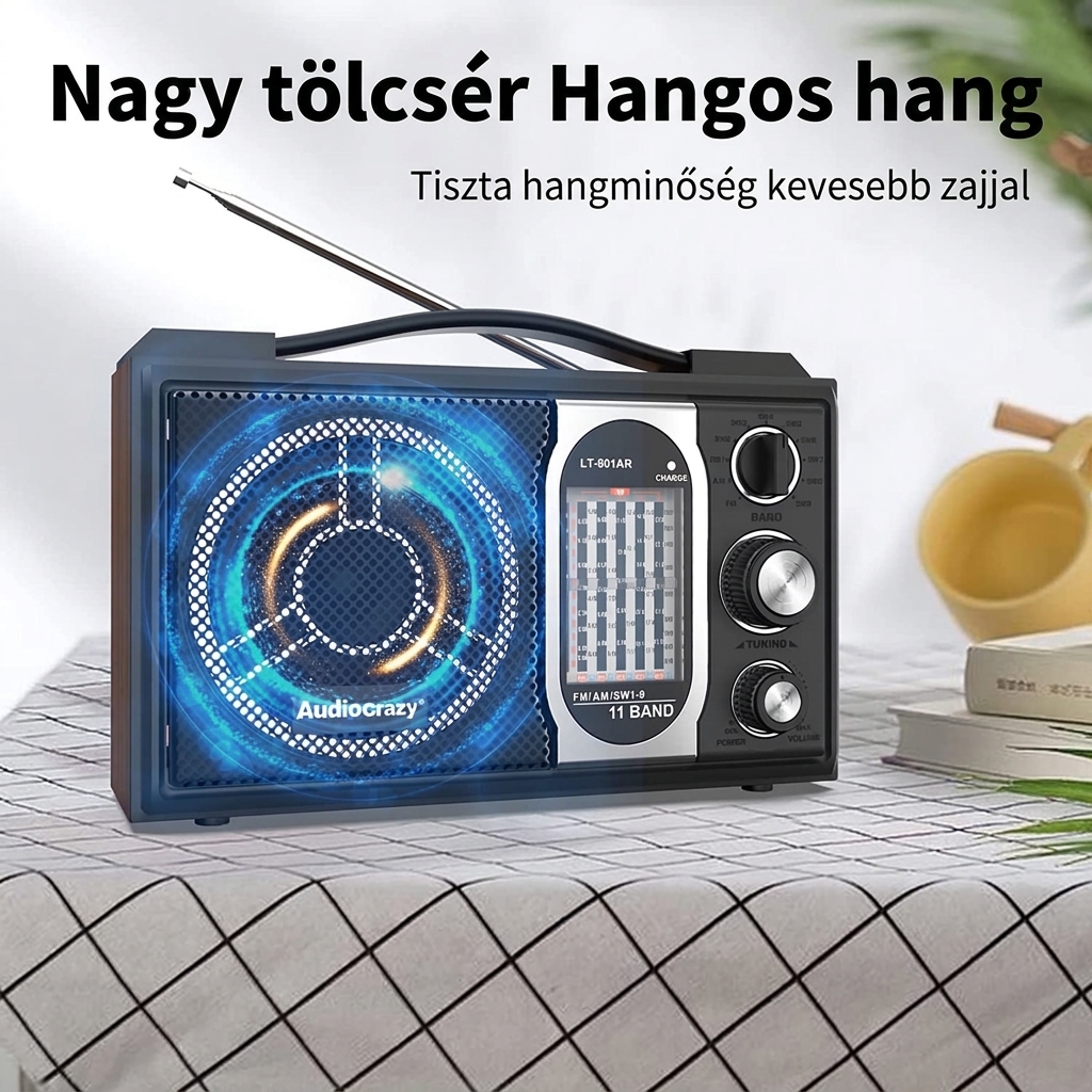 RadioVibe™ EC-2008AC hordozható rádió (FM/MW/SW1-9), hálózati vagy elemes működés / 245 - 2. kép