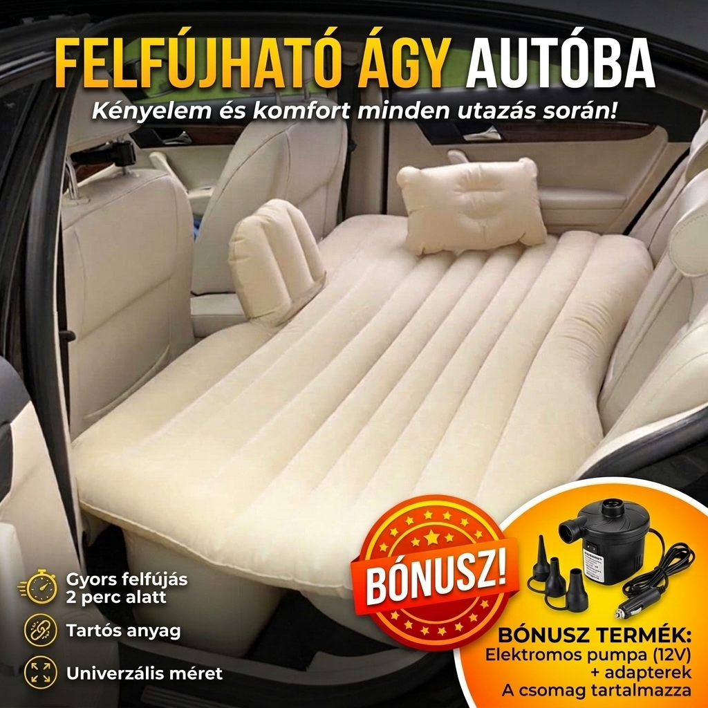 AeroRest™ felfújható matrac beépített elektromos pumpával – 200 x 150 x 40 cm + BÓNUSZ: Egyedi, hordozható autóágy - Image 2