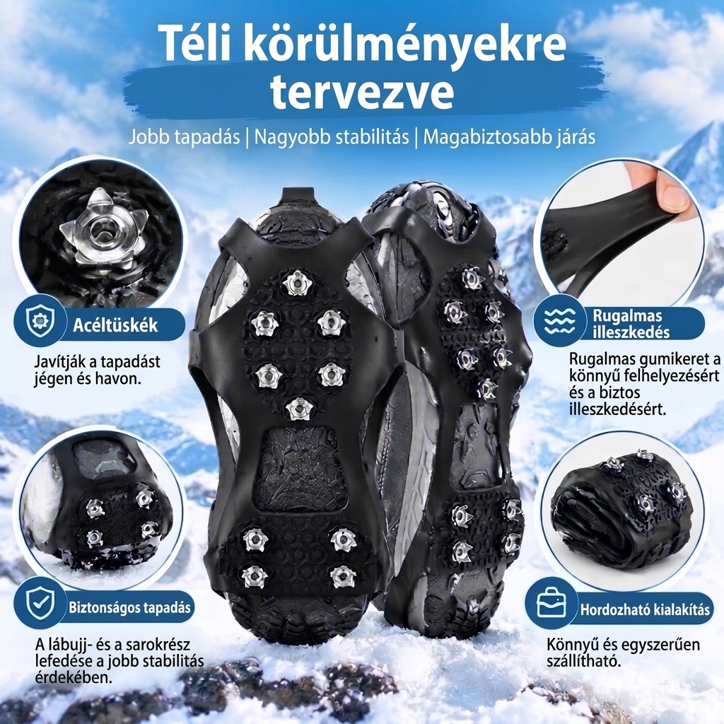 VarnoStop™ – Csúszásgátló cipőtüskék a jobb tapadásért csúszós felületeken